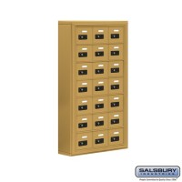 Salsbury Cell Phone Storage Locker - 7 Door High Unit (5 Inch Deep Compartments) - 21 A Doors - Gold - Surface Mounted - Resettable Combination Locks