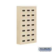 Salsbury Cell Phone Storage Locker - 7 Door High Unit (5 Inch Deep Compartments) - 21 A Doors - Sandstone - Surface Mounted - Resettable Combination Locks