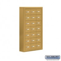 Salsbury Cell Phone Storage Locker - 7 Door High Unit (5 Inch Deep Compartments) - 21 A Doors - Gold - Surface Mounted - Master Keyed Locks