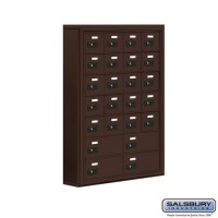Salsbury Cell Phone Storage Locker - 7 Door High Unit (5 Inch Deep Compartments) - 20 A Doors and 4 B Doors - Bronze - Surface Mounted - Resettable Combination Locks