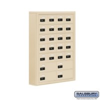Salsbury Cell Phone Storage Locker - 7 Door High Unit (5 Inch Deep Compartments) - 20 A Doors and 4 B Doors - Sandstone - Surface Mounted - Resettable Combination Locks