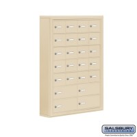 Salsbury Cell Phone Storage Locker - 7 Door High Unit (5 Inch Deep Compartments) - 20 A Doors and 4 B Doors - Sandstone - Surface Mounted - Master Keyed Locks