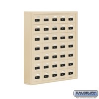 Salsbury Cell Phone Storage Locker - 7 Door High Unit (5 Inch Deep Compartments) - 35 A Doors - Sandstone - Surface Mounted - Resettable Combination Locks