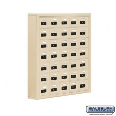 Salsbury Cell Phone Storage Locker - 7 Door High Unit (5 Inch Deep Compartments) - 35 A Doors - Sandstone - Surface Mounted - Resettable Combination Locks