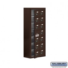Salsbury Cell Phone Storage Locker - with Front Access Panel - 7 Door High Unit (8 Inch Deep Compartments) - 14 A Doors (13 usable) - Bronze - Surface Mounted - Resettable Combination Locks