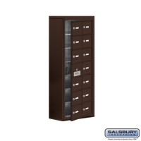 Salsbury Cell Phone Storage Locker - with Front Access Panel - 7 Door High Unit (8 Inch Deep Compartments) - 14 A Doors (13 usable) - Bronze - Surface Mounted - Master Keyed Locks
