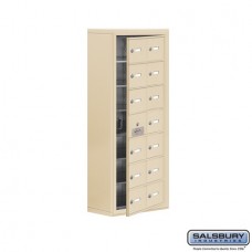 Salsbury Cell Phone Storage Locker - with Front Access Panel - 7 Door High Unit (8 Inch Deep Compartments) - 14 A Doors (13 usable) - Sandstone - Surface Mounted - Master Keyed Locks