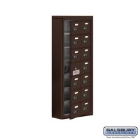 Salsbury Cell Phone Storage Locker - with Front Access Panel - 7 Door High Unit (5 Inch Deep Compartments) - 14 A Doors (13 usable) - Bronze - Surface Mounted - Resettable Combination Locks
