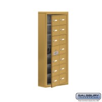 Salsbury Cell Phone Storage Locker - with Front Access Panel - 7 Door High Unit (5 Inch Deep Compartments) - 14 A Doors (13 usable) - Gold - Surface Mounted - Master Keyed Locks