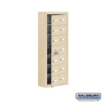 Salsbury Cell Phone Storage Locker - with Front Access Panel - 7 Door High Unit (5 Inch Deep Compartments) - 14 A Doors (13 usable) - Sandstone - Surface Mounted - Master Keyed Locks