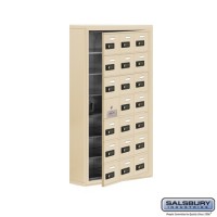 Salsbury Cell Phone Storage Locker - with Front Access Panel - 7 Door High Unit (5 Inch Deep Compartments) - 21 A Doors (20 usable) - Sandstone - Surface Mounted - Resettable Combination Locks
