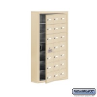 Salsbury Cell Phone Storage Locker - with Front Access Panel - 7 Door High Unit (5 Inch Deep Compartments) - 21 A Doors (20 usable) - Sandstone - Surface Mounted - Master Keyed Locks