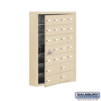 Salsbury Cell Phone Storage Locker - with Front Access Panel - 7 Door High Unit (5 Inch Deep Compartments) - 20 A Doors (19 usable) and 4 B Doors - Sandstone - Surface Mounted - Master Keyed Locks