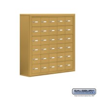Salsbury Cell Phone Storage Locker - 6 Door High Unit (8 Inch Deep Compartments) - 30 A Doors - Gold - Surface Mounted - Master Keyed Locks