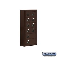 Salsbury Cell Phone Storage Locker - 6 Door High Unit (5 Inch Deep Compartments) - 8 A Doors and 2 B Doors - Bronze - Surface Mounted - Resettable Combination Locks