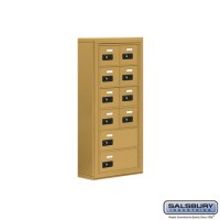 Salsbury Cell Phone Storage Locker - 6 Door High Unit (5 Inch Deep Compartments) - 8 A Doors and 2 B Doors - Gold - Surface Mounted - Resettable Combination Locks