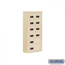 Salsbury Cell Phone Storage Locker - 6 Door High Unit (5 Inch Deep Compartments) - 8 A Doors and 2 B Doors - Sandstone - Surface Mounted - Resettable Combination Locks