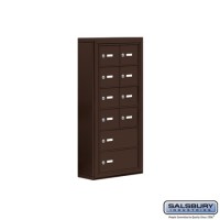 Salsbury Cell Phone Storage Locker - 6 Door High Unit (5 Inch Deep Compartments) - 8 A Doors and 2 B Doors - Bronze - Surface Mounted - Master Keyed Locks