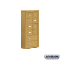 Salsbury Cell Phone Storage Locker - 6 Door High Unit (5 Inch Deep Compartments) - 8 A Doors and 2 B Doors - Gold - Surface Mounted - Master Keyed Locks