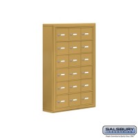 Salsbury Cell Phone Storage Locker - 6 Door High Unit (5 Inch Deep Compartments) - 18 A Doors - Gold - Surface Mounted - Master Keyed Locks