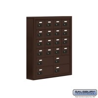 Salsbury Cell Phone Storage Locker - 6 Door High Unit (5 Inch Deep Compartments) - 16 A Doors and 4 B Doors - Bronze - Surface Mounted - Resettable Combination Locks