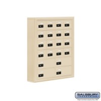 Salsbury Cell Phone Storage Locker - 6 Door High Unit (5 Inch Deep Compartments) - 16 A Doors and 4 B Doors - Sandstone - Surface Mounted - Resettable Combination Locks