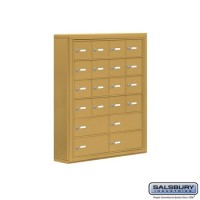 Salsbury Cell Phone Storage Locker - 6 Door High Unit (5 Inch Deep Compartments) - 16 A Doors and 4 B Doors - Gold - Surface Mounted - Master Keyed Locks