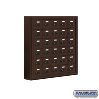 Salsbury Cell Phone Storage Locker - 6 Door High Unit (5 Inch Deep Compartments) - 30 A Doors - Bronze - Surface Mounted - Resettable Combination Locks