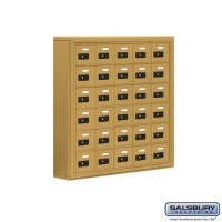 Salsbury Cell Phone Storage Locker - 6 Door High Unit (5 Inch Deep Compartments) - 30 A Doors - Gold - Surface Mounted - Resettable Combination Locks