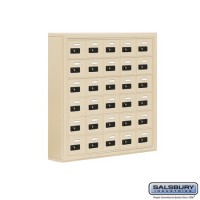 Salsbury Cell Phone Storage Locker - 6 Door High Unit (5 Inch Deep Compartments) - 30 A Doors - Sandstone - Surface Mounted - Resettable Combination Locks