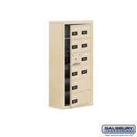 Salsbury Cell Phone Storage Locker - with Front Access Panel - 6 Door High Unit (8 Inch Deep Compartments) - 8 A Doors (7 usable) and 2 B Doors - Sandstone - Surface Mounted - Resettable Combination Locks