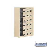 Salsbury Cell Phone Storage Locker - with Front Access Panel - 6 Door High Unit (8 Inch Deep Compartments) - 18 A Doors (17 usable) - Sandstone - Surface Mounted - Resettable Combination Locks