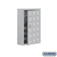 Salsbury Cell Phone Storage Locker - with Front Access Panel - 6 Door High Unit (8 Inch Deep Compartments) - 18 A Doors (17 usable) - steel - Surface Mounted - Master Keyed Locks