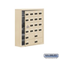 Salsbury Cell Phone Storage Locker - with Front Access Panel - 6 Door High Unit (8 Inch Deep Compartments) - 16 A Doors (15 usable) and 4 B Doors - Sandstone - Surface Mounted - Resettable Combination Locks