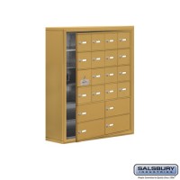 Salsbury Cell Phone Storage Locker - with Front Access Panel - 6 Door High Unit (8 Inch Deep Compartments) - 16 A Doors (15 usable) and 4 B Doors - Gold - Surface Mounted - Master Keyed Locks