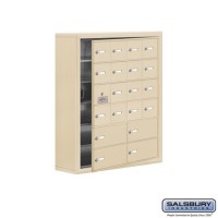Salsbury Cell Phone Storage Locker - with Front Access Panel - 6 Door High Unit (8 Inch Deep Compartments) - 16 A Doors (15 usable) and 4 B Doors - Sandstone - Surface Mounted - Master Keyed Locks