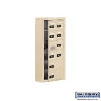 Salsbury Cell Phone Storage Locker - with Front Access Panel - 6 Door High Unit (5 Inch Deep Compartments) - 8 A Doors (7 usable) and 2 B Doors - Sandstone - Surface Mounted - Resettable Combination Locks