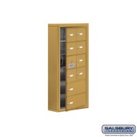 Salsbury Cell Phone Storage Locker - with Front Access Panel - 6 Door High Unit (5 Inch Deep Compartments) - 8 A Doors (7 usable) and 2 B Doors - Gold - Surface Mounted - Master Keyed Locks
