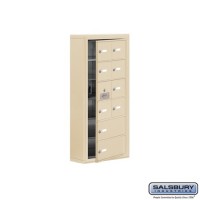 Salsbury Cell Phone Storage Locker - with Front Access Panel - 6 Door High Unit (5 Inch Deep Compartments) - 8 A Doors (7 usable) and 2 B Doors - Sandstone - Surface Mounted - Master Keyed Locks