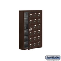 Salsbury Cell Phone Storage Locker - with Front Access Panel - 6 Door High Unit (5 Inch Deep Compartments) - 18 A Doors (17 usable) - Bronze - Surface Mounted - Resettable Combination Locks