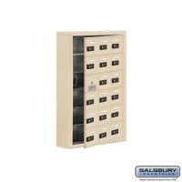 Salsbury Cell Phone Storage Locker - with Front Access Panel - 6 Door High Unit (5 Inch Deep Compartments) - 18 A Doors (17 usable) - Sandstone - Surface Mounted - Resettable Combination Locks
