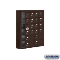 Salsbury Cell Phone Storage Locker - with Front Access Panel - 6 Door High Unit (5 Inch Deep Compartments) - 16 A Doors (15 usable) and 4 B Doors - Bronze - Surface Mounted - Resettable Combination Locks