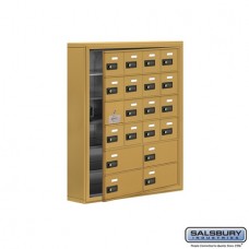 Salsbury Cell Phone Storage Locker - with Front Access Panel - 6 Door High Unit (5 Inch Deep Compartments) - 16 A Doors (15 usable) and 4 B Doors - Gold - Surface Mounted - Resettable Combination Locks