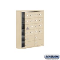 Salsbury Cell Phone Storage Locker - with Front Access Panel - 6 Door High Unit (5 Inch Deep Compartments) - 16 A Doors (15 usable) and 4 B Doors - Sandstone - Surface Mounted - Master Keyed Locks