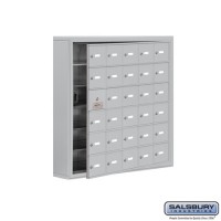 Salsbury Cell Phone Storage Locker - with Front Access Panel - 6 Door High Unit (5 Inch Deep Compartments) - 30 A Doors (29 usable) - steel - Surface Mounted - Master Keyed Locks