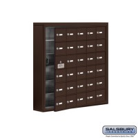 Salsbury Cell Phone Storage Locker - with Front Access Panel - 6 Door High Unit (5 Inch Deep Compartments) - 30 A Doors (29 usable) - Bronze - Surface Mounted - Master Keyed Locks