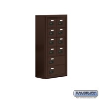 Salsbury Cell Phone Storage Locker - 6 Door High Unit (8 Inch Deep Compartments) - 8 A Doors and 2 B Doors - Bronze - Surface Mounted - Resettable Combination Locks