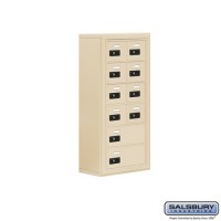 Salsbury Cell Phone Storage Locker - 6 Door High Unit (8 Inch Deep Compartments) - 8 A Doors and 2 B Doors - Sandstone - Surface Mounted - Resettable Combination Locks