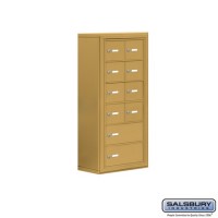 Salsbury Cell Phone Storage Locker - 6 Door High Unit (8 Inch Deep Compartments) - 8 A Doors and 2 B Doors - Gold - Surface Mounted - Master Keyed Locks