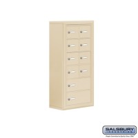 Salsbury Cell Phone Storage Locker - 6 Door High Unit (8 Inch Deep Compartments) - 8 A Doors and 2 B Doors - Sandstone - Surface Mounted - Master Keyed Locks